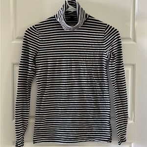J. Crew Black and White Striped Tissue Turtleneck Top